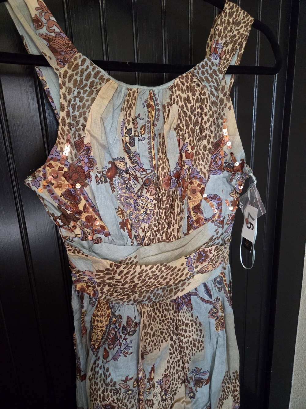 Bohemian Leopard Print Blue Sundress